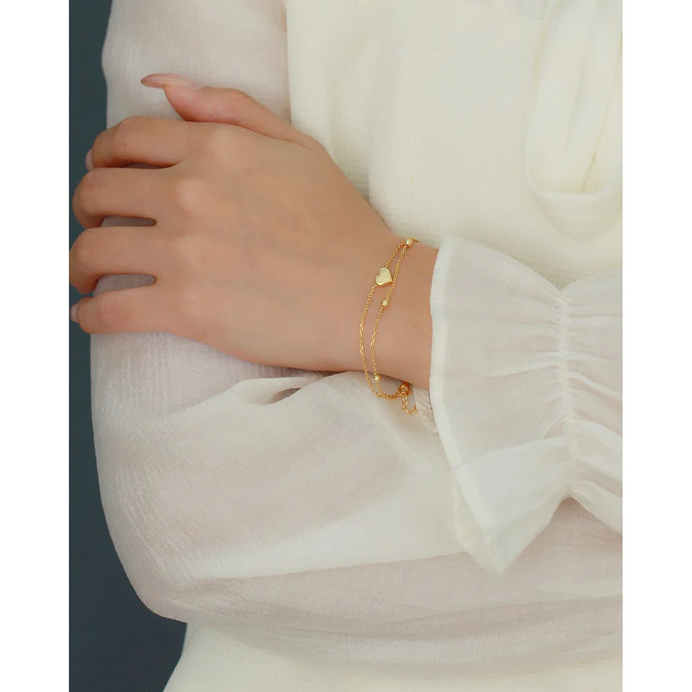 Double Layer Heart-shaped Bracelet