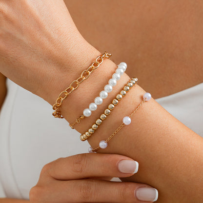 Fashionable Bracelet Beaded Bracelet Set with a Pearl like Style