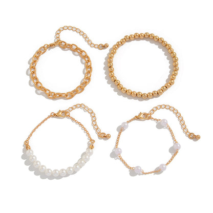 Fashionable Bracelet Beaded Bracelet Set with a Pearl like Style