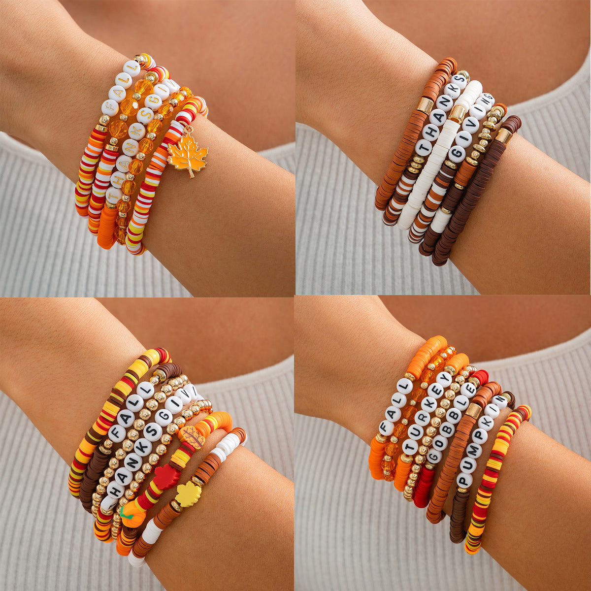 Thanksgiving letter soft ceramic bracelet